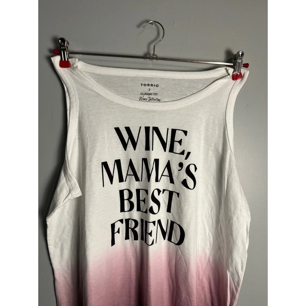 NWOT Torrid Wine Mama's Best Friend‎ Ombre Tank Top Mauve White 2X
